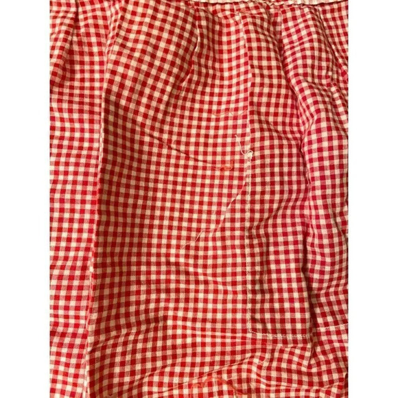 Vintage Red and White Pattern Half Apron One Pocket 18  Inch Long Tie Back - Picture 11 of 12